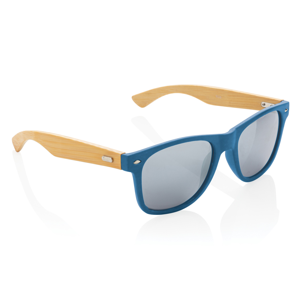 Bamboe RCS Zonnebril van gerecycled plastic - blauw (± PMS 7701)